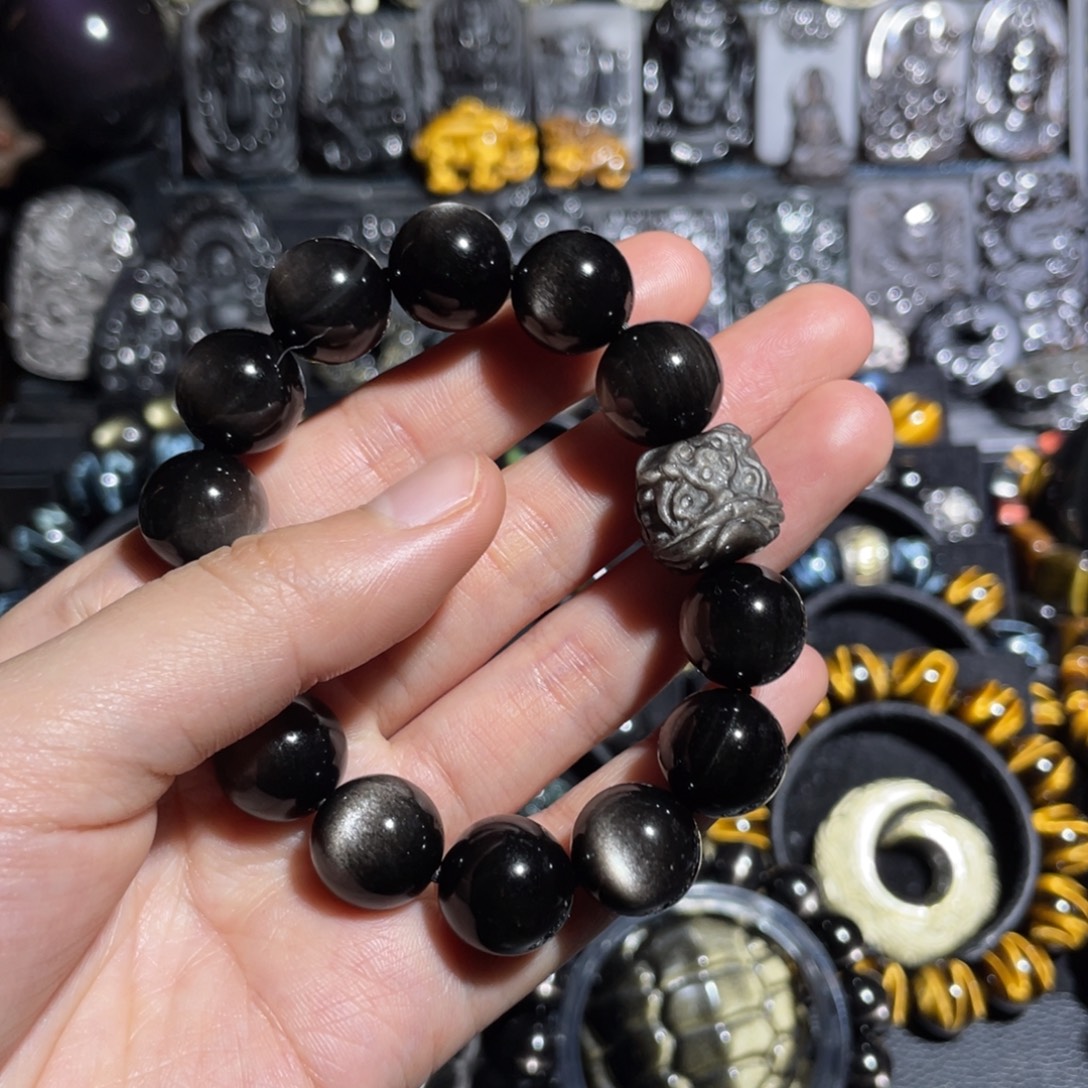 小****黑曜岩未镶嵌手串