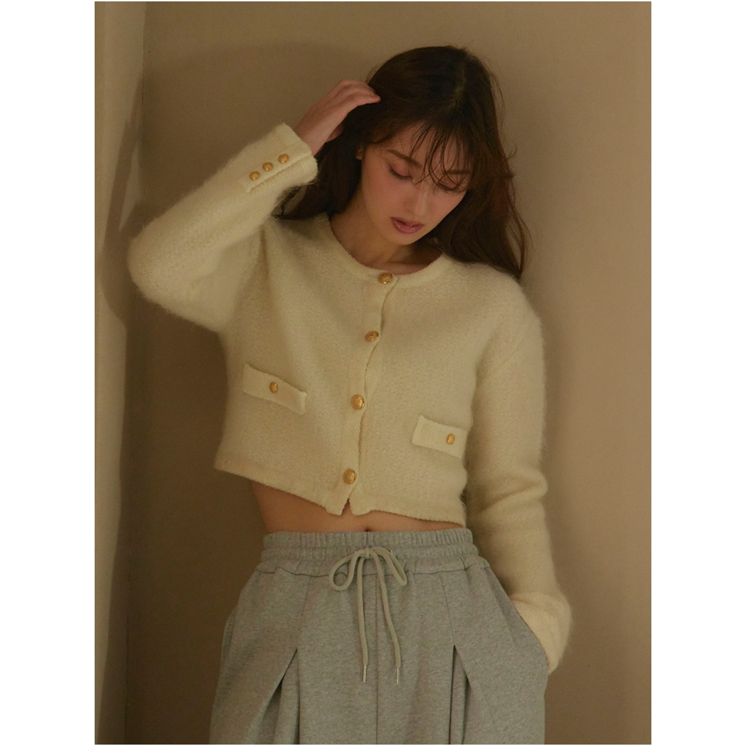 【Montendre】 F 秋冬上新 羊毛开衫短款马海毛针织上衣