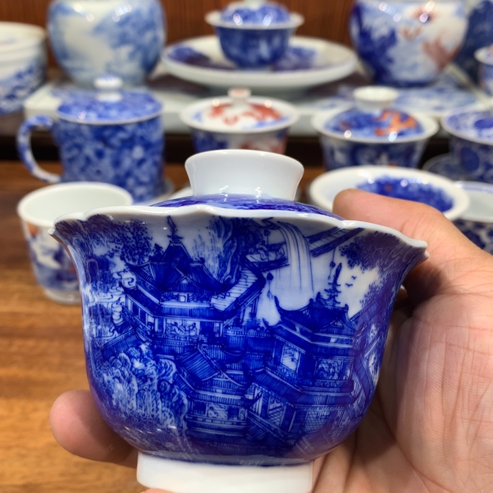 自成堂柴窑青花大明宫图