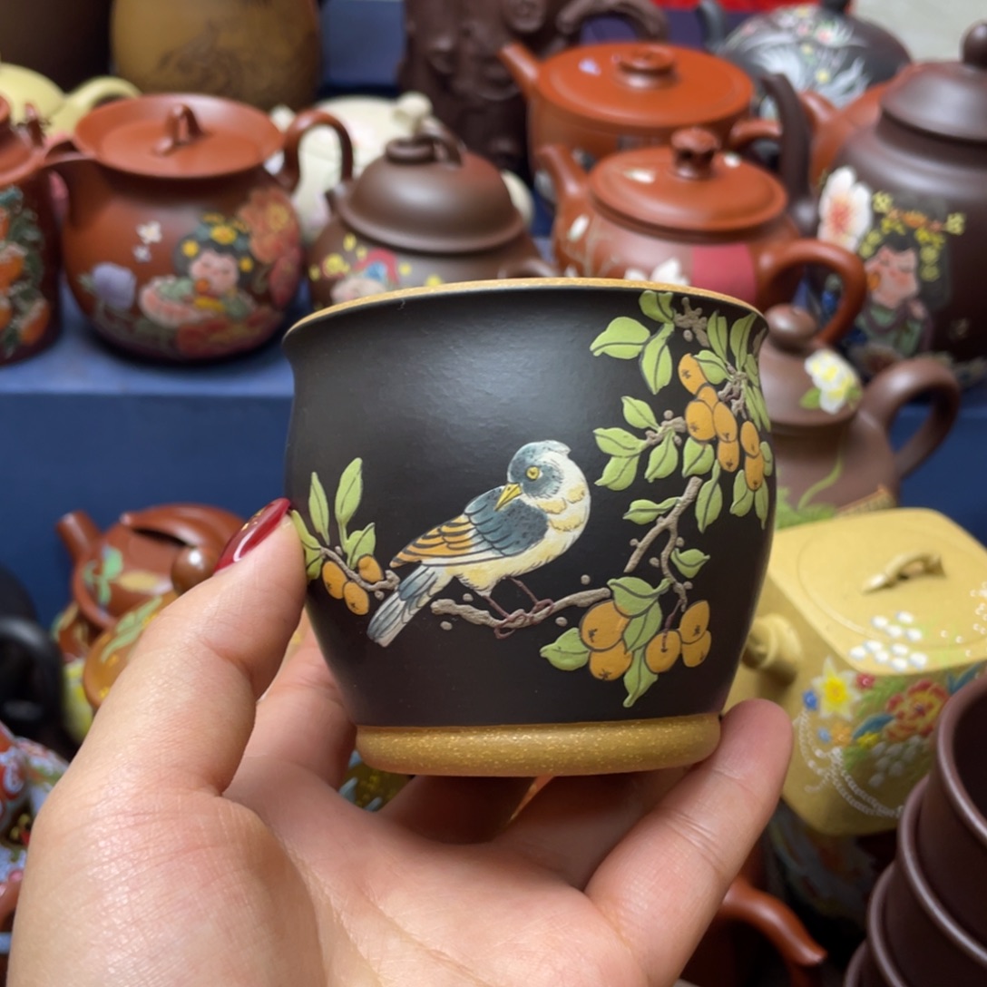 红泥茶杯紫砂主人杯170vc