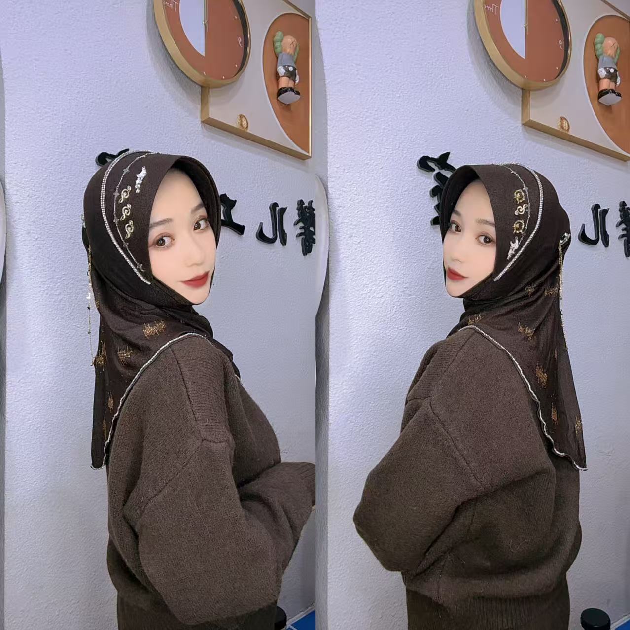 订制新品星月链条全钻硬帽套头