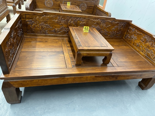 老榆木加高清仓加厚山水客厅罗汉床实木罗汉床新中式实木家用