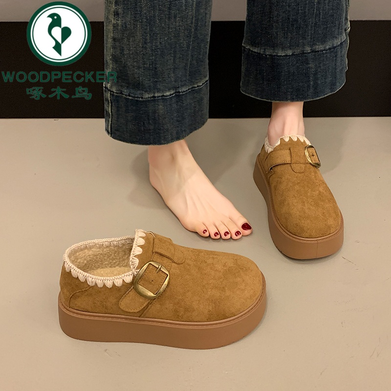 啄木鸟两穿加绒勃肯鞋女2025秋冬季新款厚底保暖棉鞋加厚雪地靴女