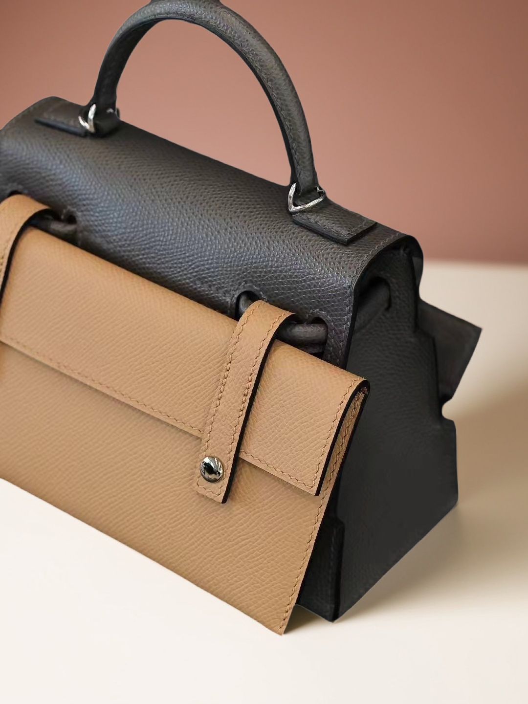 【大白省百万】全手缝蜡线马赛克娃娃包进口HAAS手掌纹牛皮全钢五金