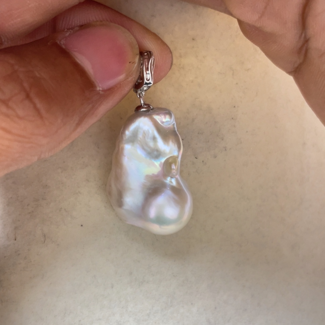 淡水珍珠吊坠(不含链)银S925镶嵌