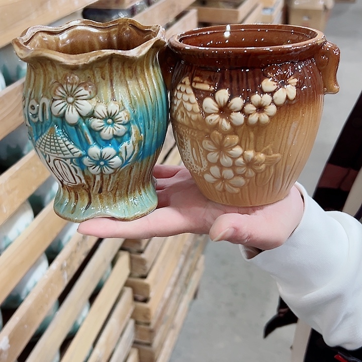 有孔.凑满10元发货多肉陶瓷花盆！