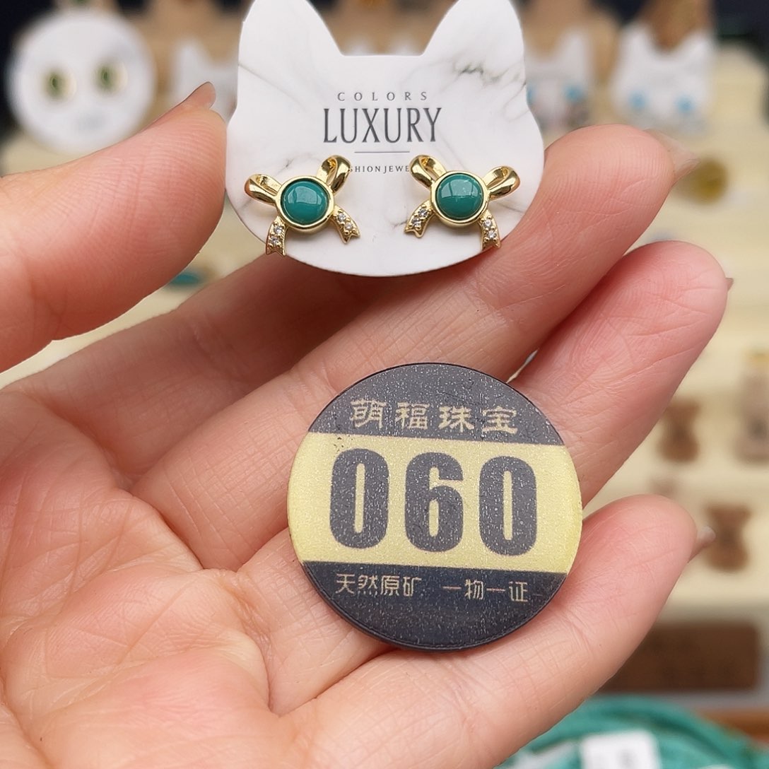 绿松石耳饰合金耳钉