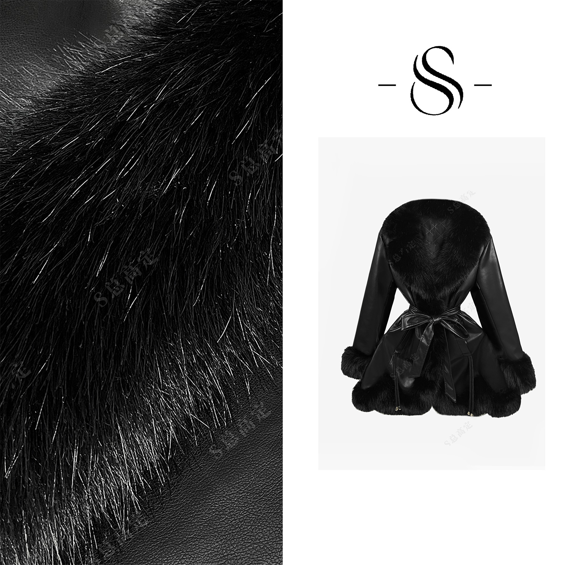 NIMOSHI【倩倩】法式冬款翻领拼接波浪下摆束腰显瘦百搭外套D0432