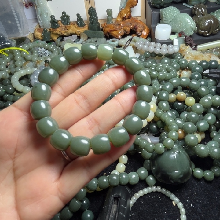 和田玉手串未镶嵌12直切