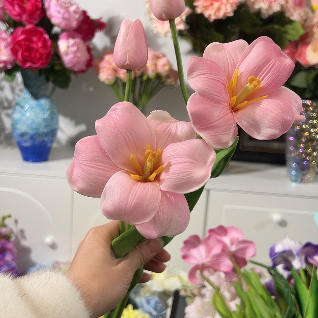 3枝粉色2头布朗尼郁金香