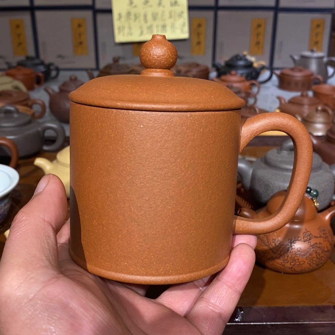 紫砂茶杯喜哥统炼降坡泥大盖杯