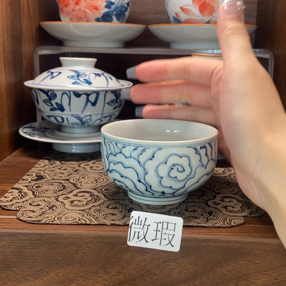 微瑕釉下彩纯手绘手工绘制