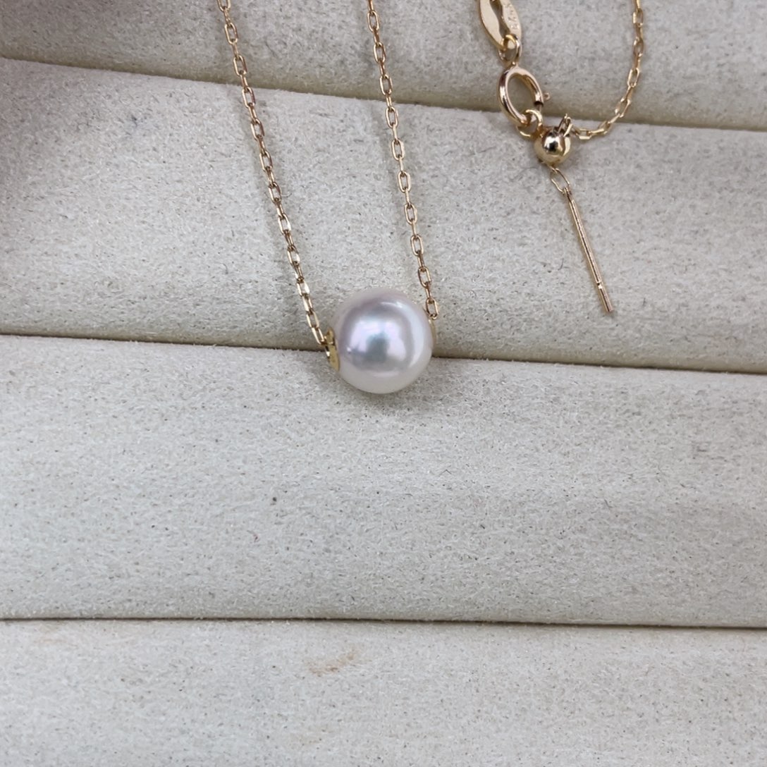 吊坠(赠链)18K金镶嵌海水珍珠8/9毫米