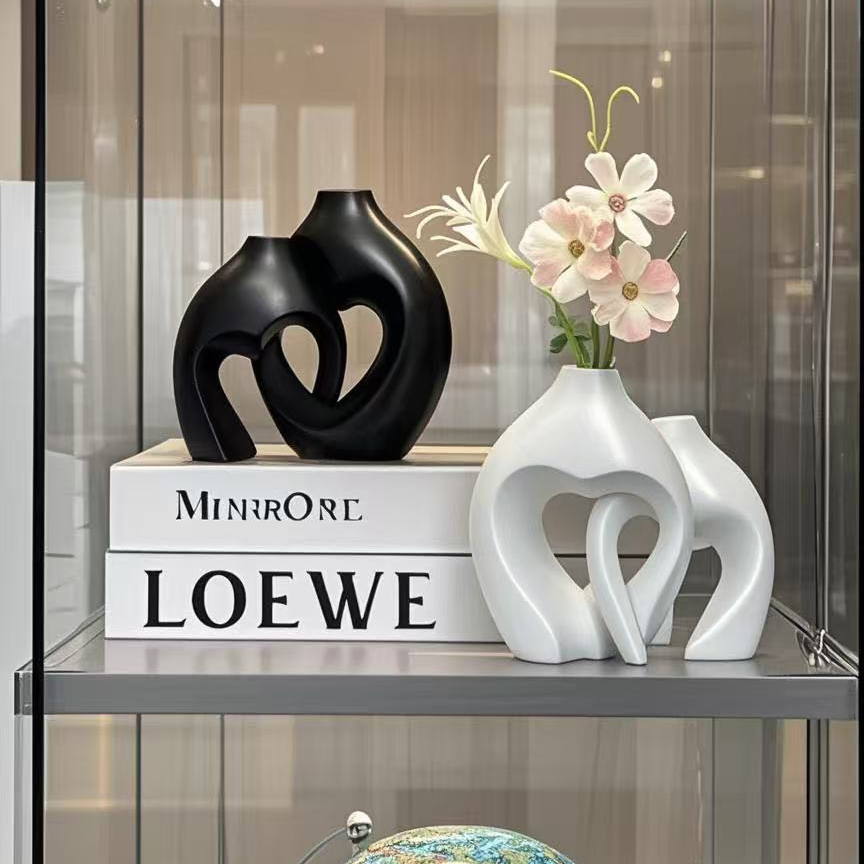 爱心依偎花瓶创意摆件玄关客厅插花家居卧室现代干花高级【清仓】