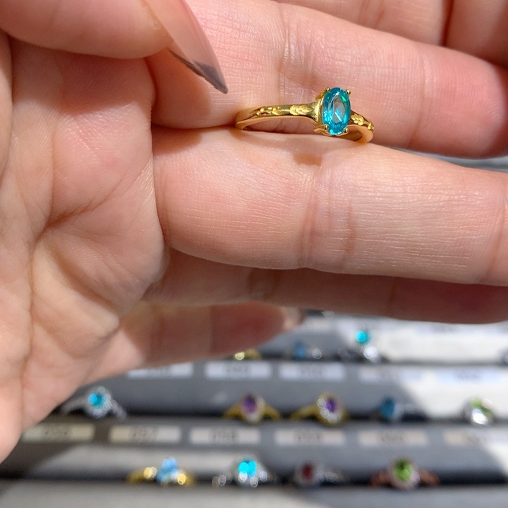 托帕石戒指银S925镶嵌