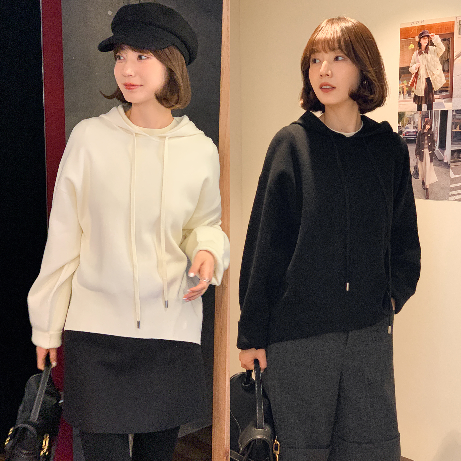 法儿家韩国限定【双十二92折】【周末计划】FS511S029连帽毛织卫衣