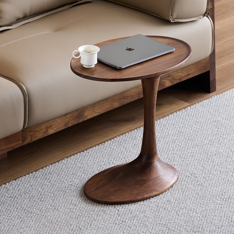 【北美黑胡桃木】边几现代简约沙发边桌全实木小茶几床头桌置物架