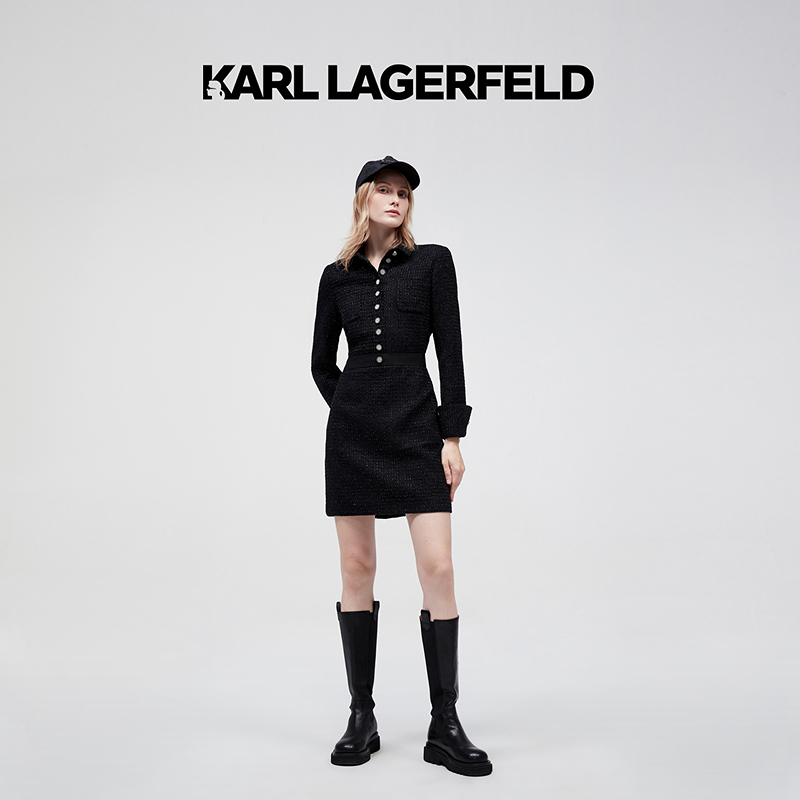 【晨粉专享价】KARL LAGERFELD秋冬新小香风包臀连衣裙E27L1384