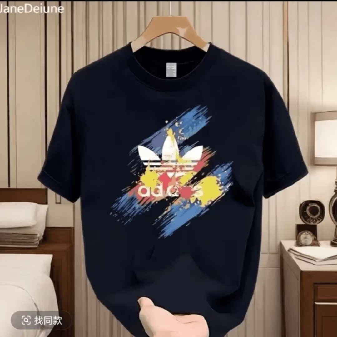 夏季圆领半袖上衣印花T恤时尚夏季休闲韩版潮流ins情侣春夏款