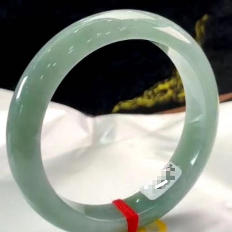 天然翡翠手镯 冰糯种飘花玉手镯女款飘花油青镯缅甸A货玉镯带证书