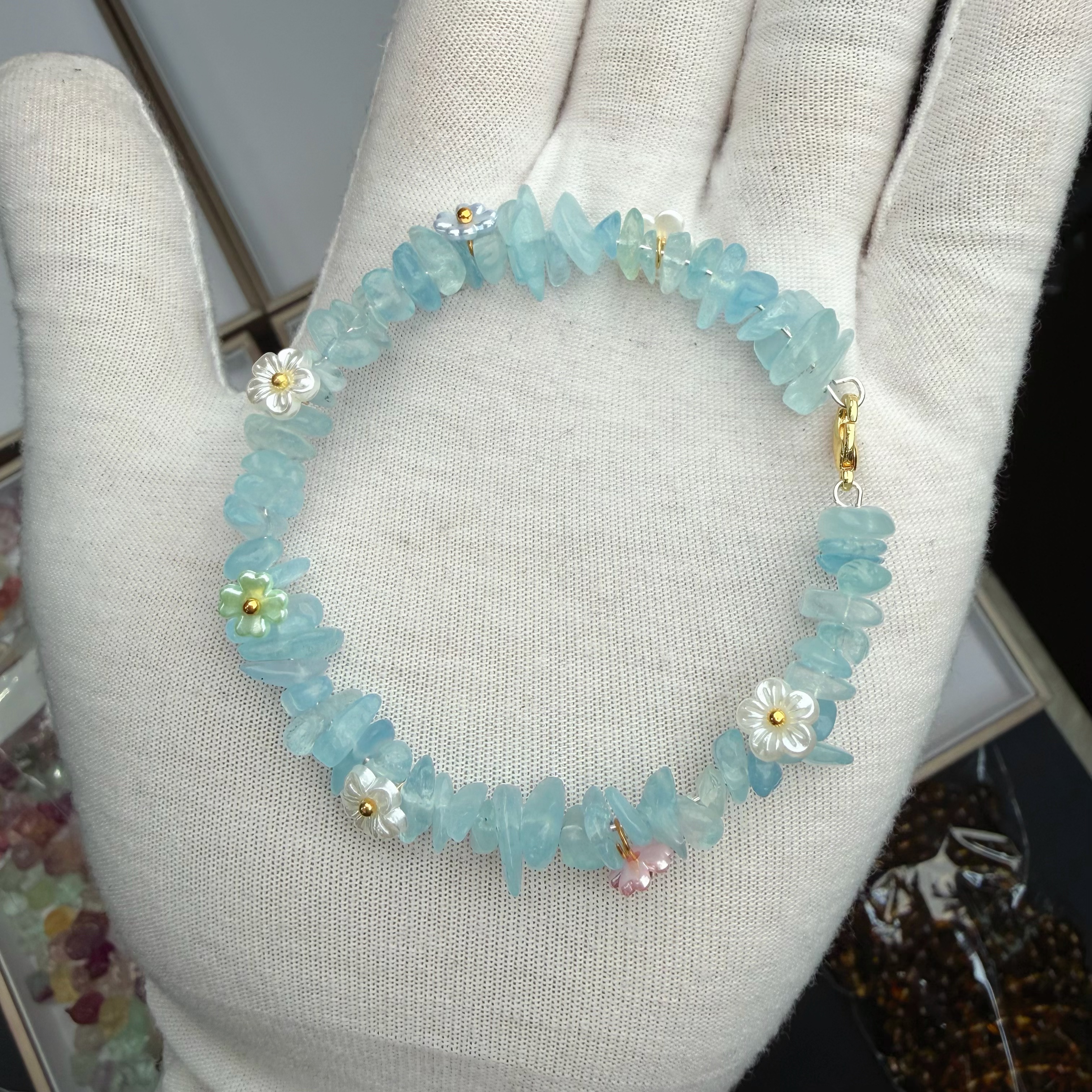 海蓝宝碎花手链（多样性发一）