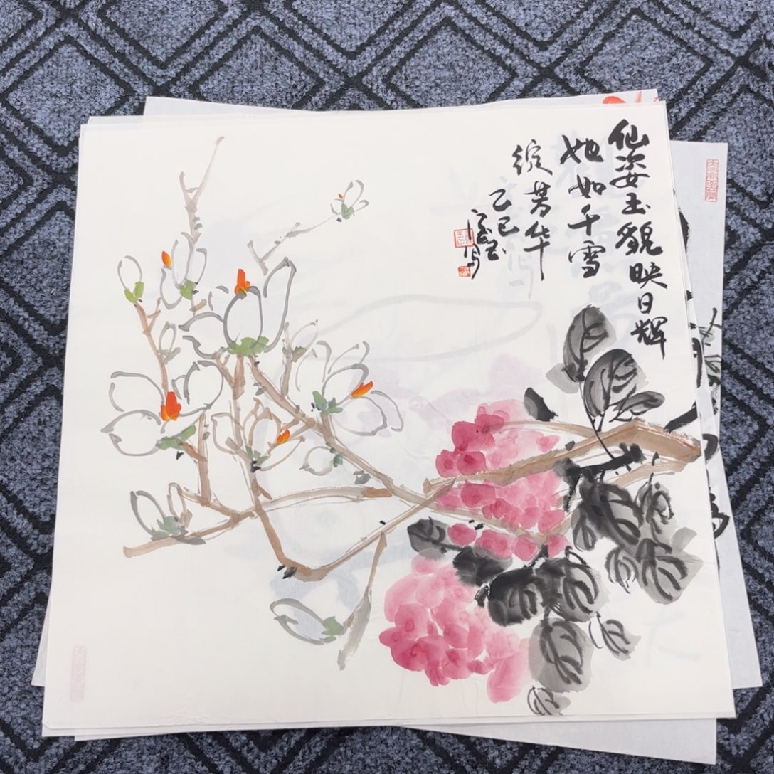 国画三尺斗方花鸟