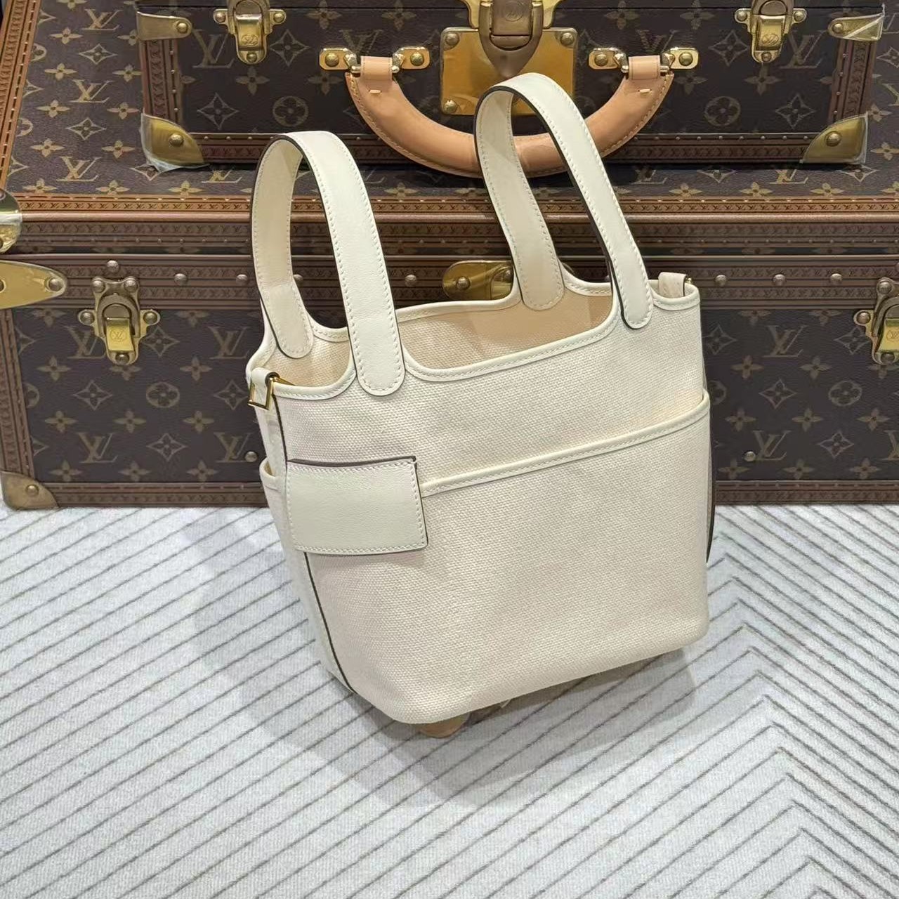 99新 Hermes/爱马仕 活动/u刻爱马仕奶油白cargo菜篮子18包