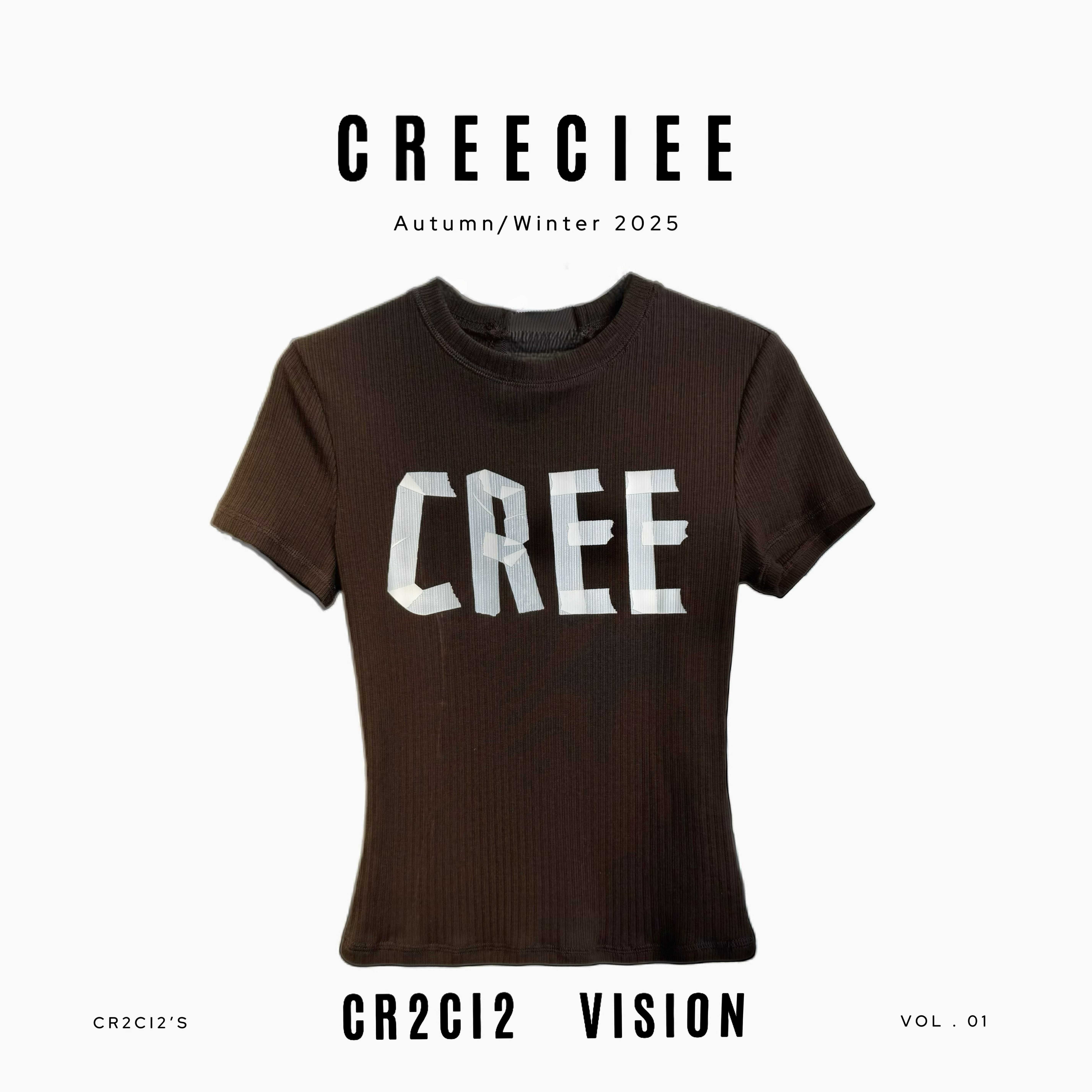CREECIEE【咖啡T】｜夏季半袖女款修身T恤美式复古短款设计师小众