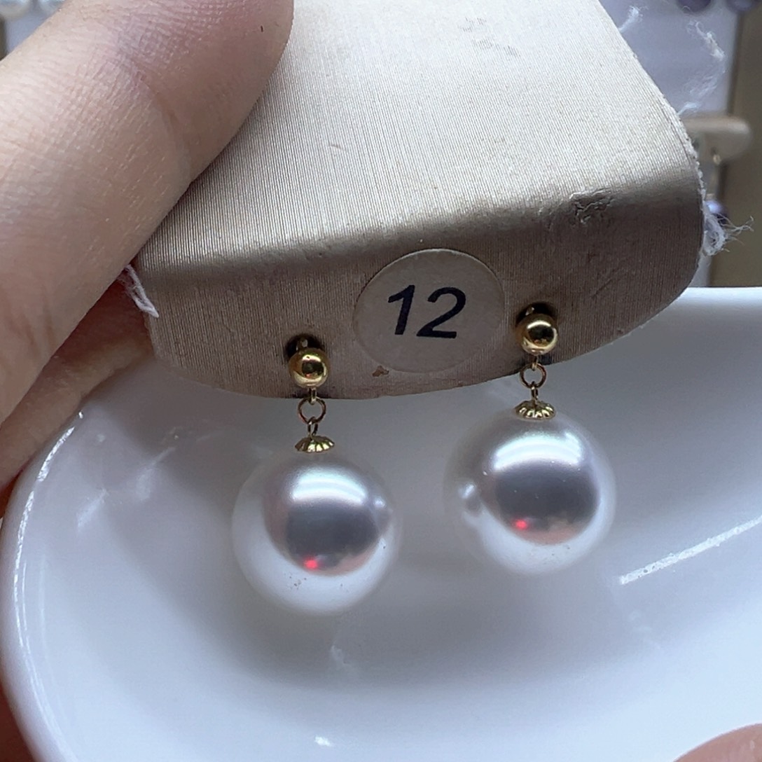 18K金镶嵌淡水珍珠耳饰