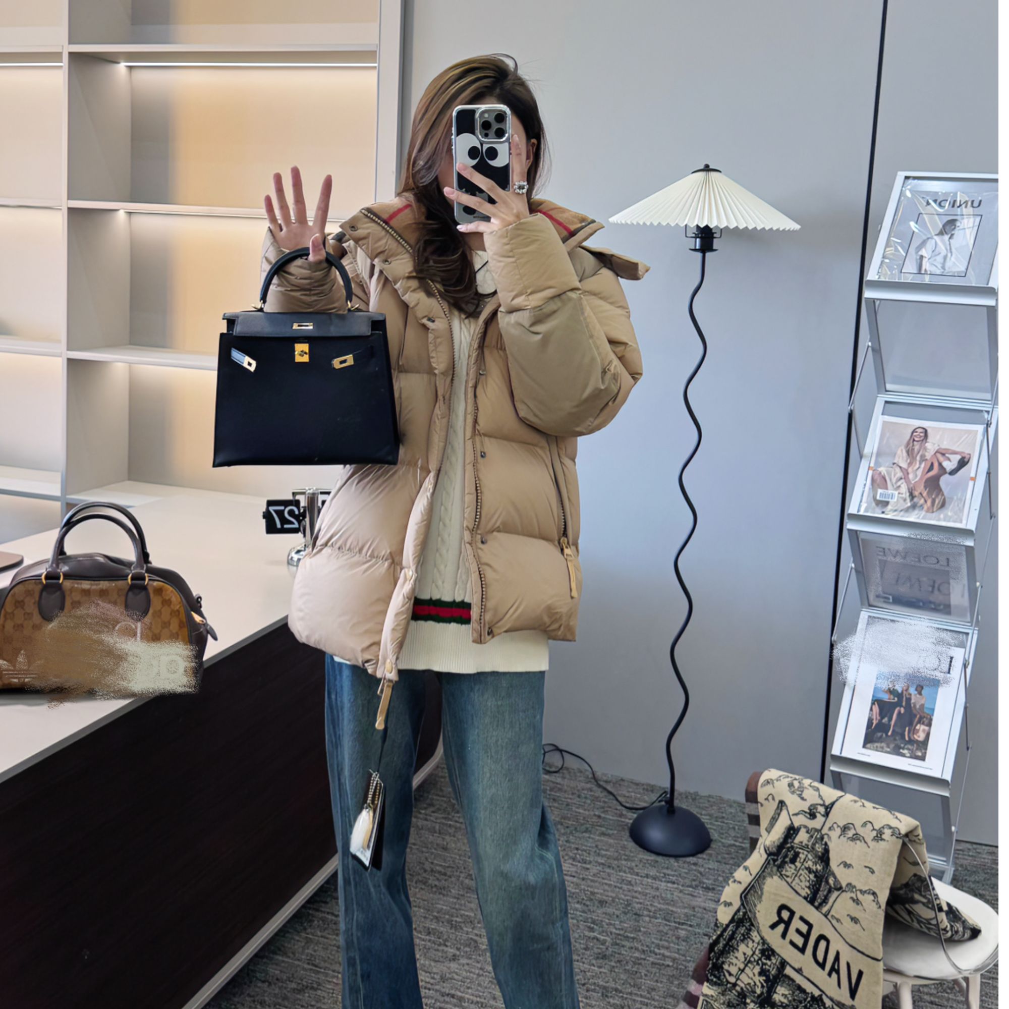 防伪水印2025冬季新可拆卸袖帽情侣款水变绒外套W5007【金】