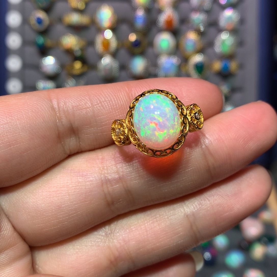 欧泊戒指款式银S925镶嵌