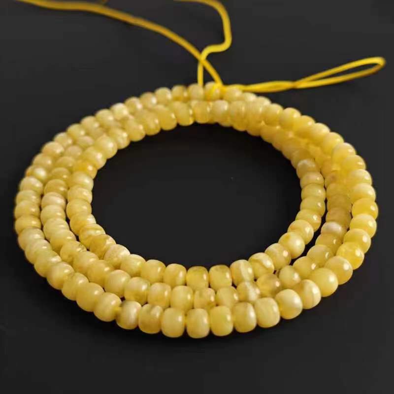 S5909 俄料原矿妖花蜜蜡老型108文玩长串