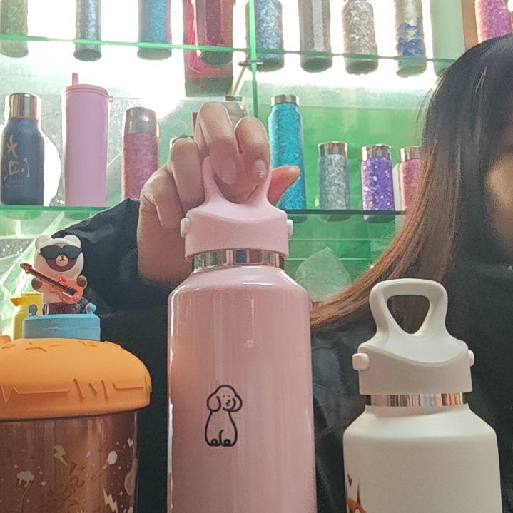 316L不锈钢粉色小狗两指开盖保温杯