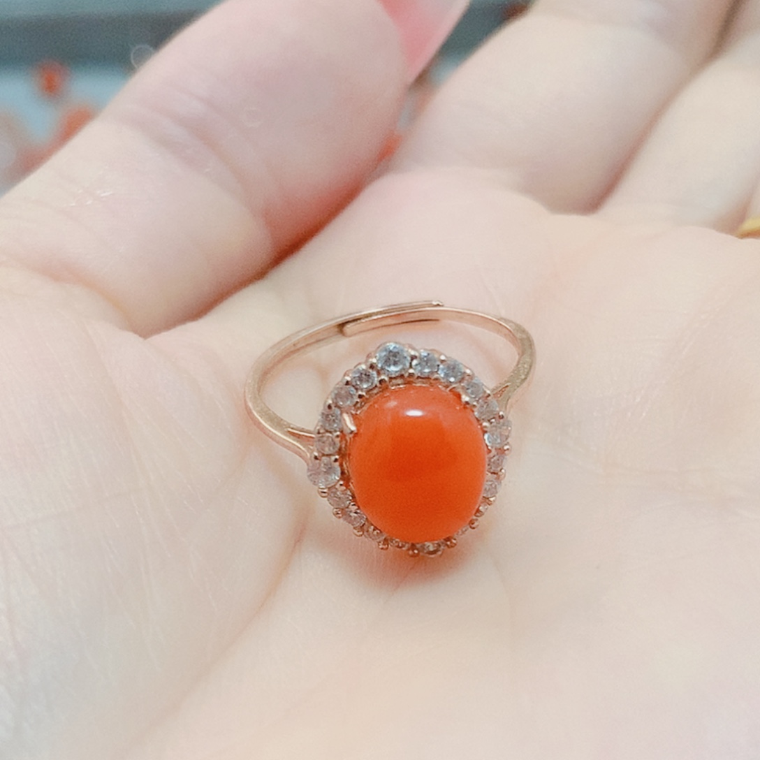 吉***祥南红玛瑙银S925镶嵌戒指