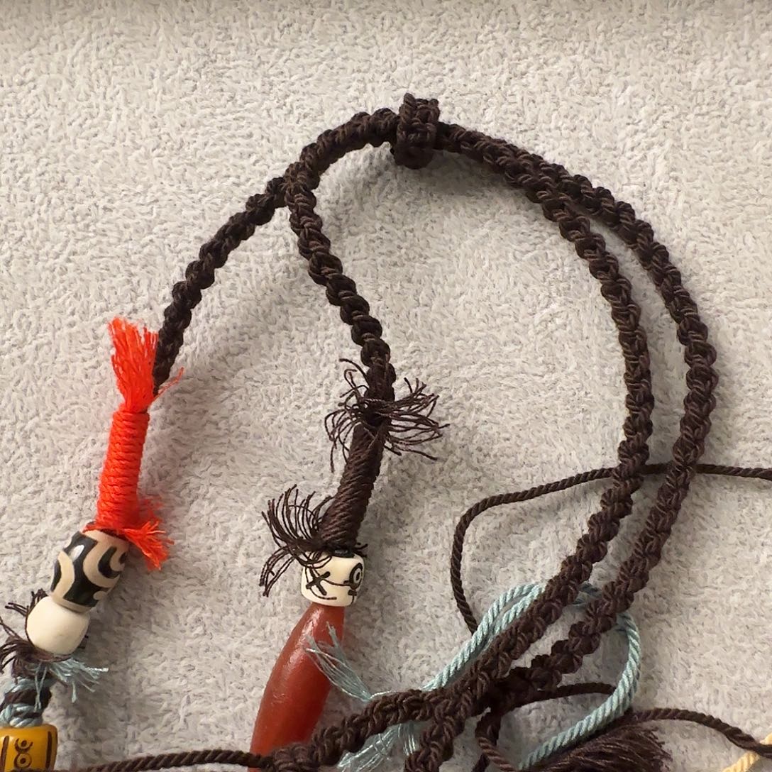 楠***善红黑白天珠绳子➕菩提叶