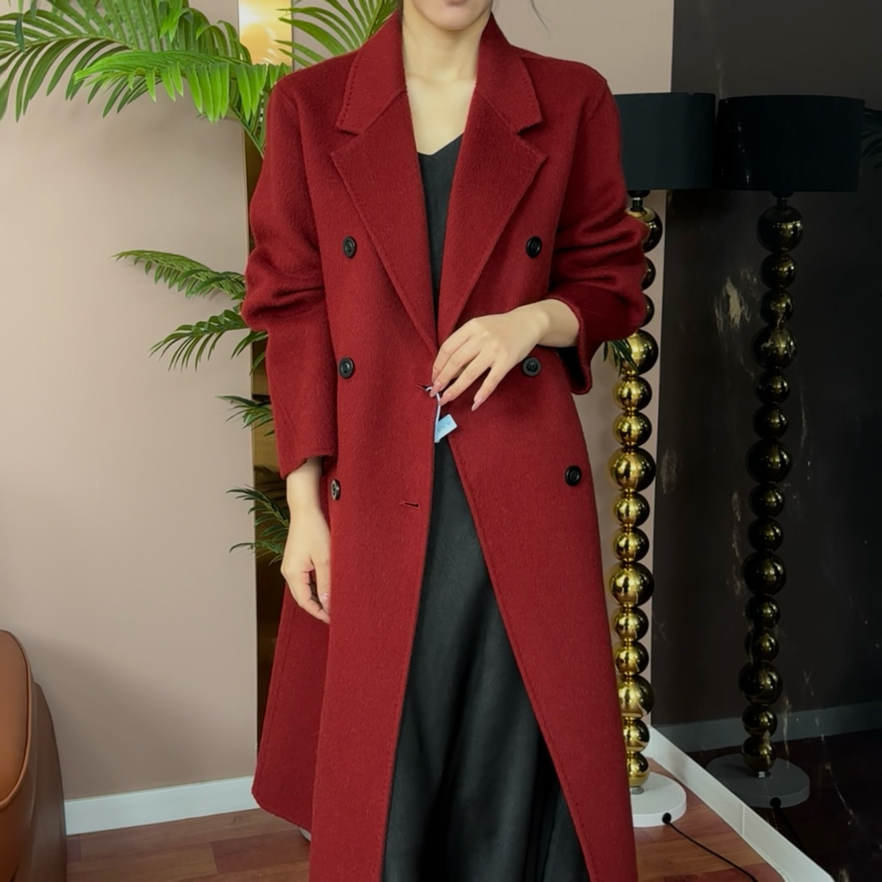2025新款长款羊毛羊驼毛大衣秋冬经典大码显瘦双排扣气质