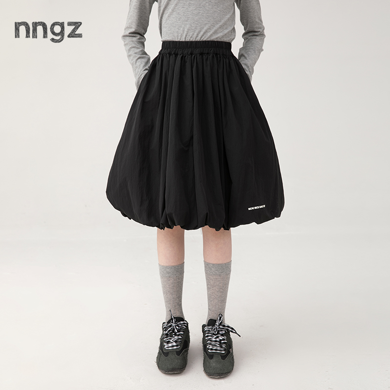 NNGZmiu系女童百搭花苞裙秋柔软亲肤儿童a字裙童装洋气百搭半身裙