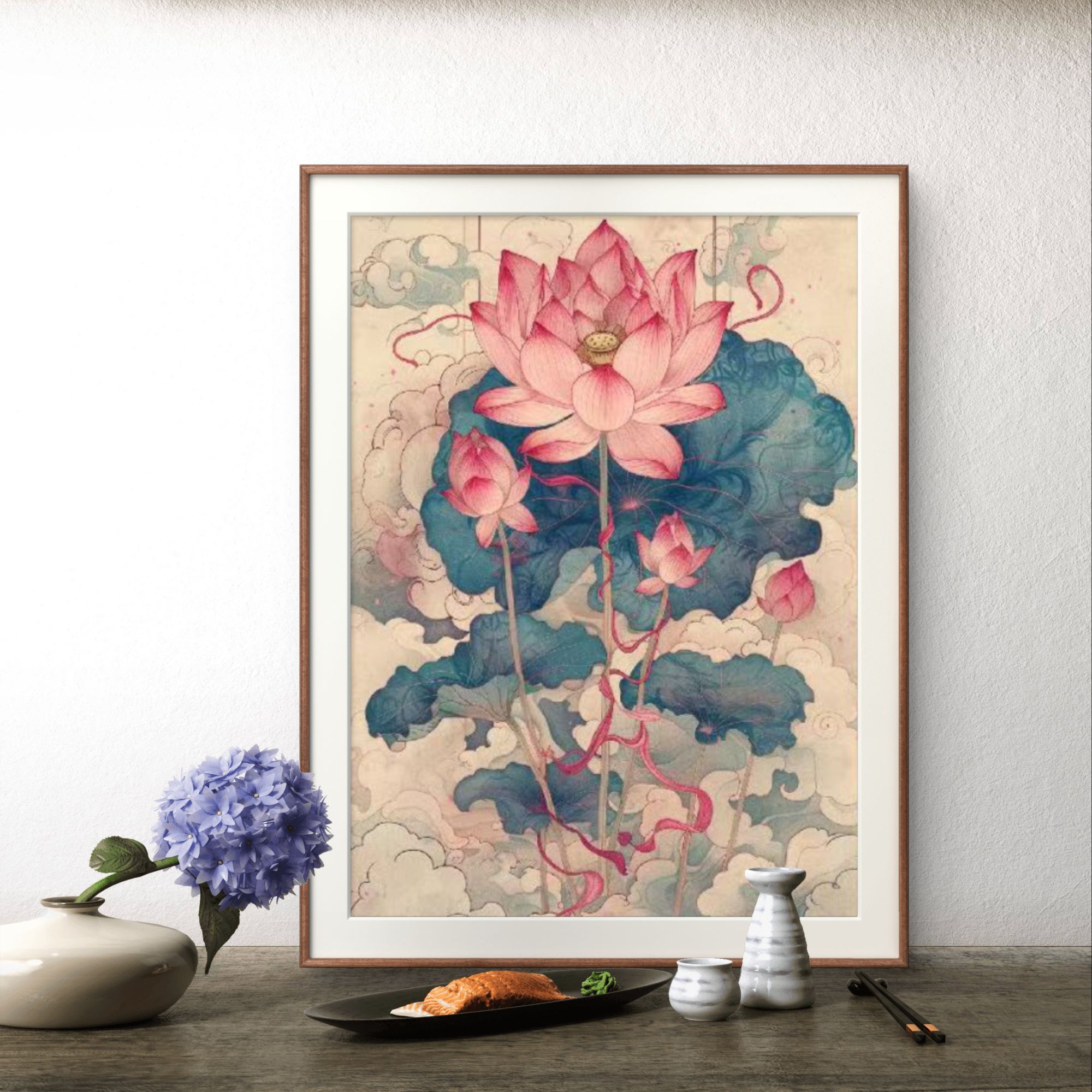 【十字绣】东方莲韵-四股满绣 棉线60*80厘米（需自己绣）