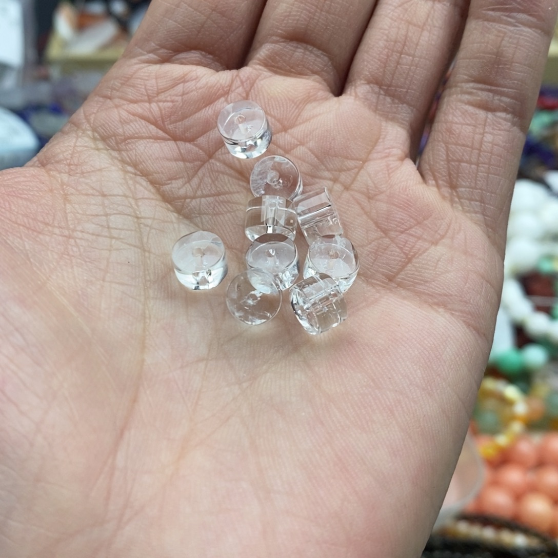 玛瑙/玉髓未镶嵌珠宝半成品四个5×7.5mm透体白水晶直切天然