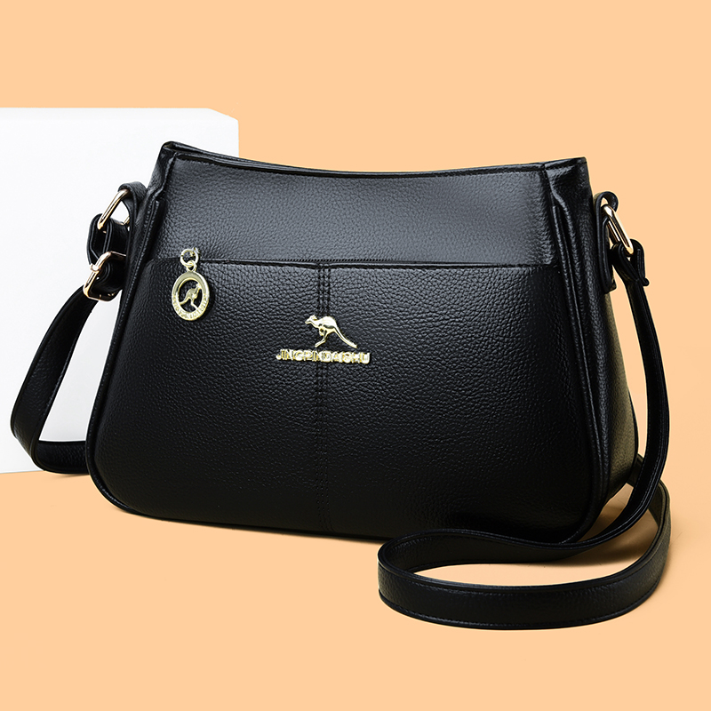 【长26高19厚10cm】通勤新款斜挎包女士手袋韩式休闲风轻奢风6667黑