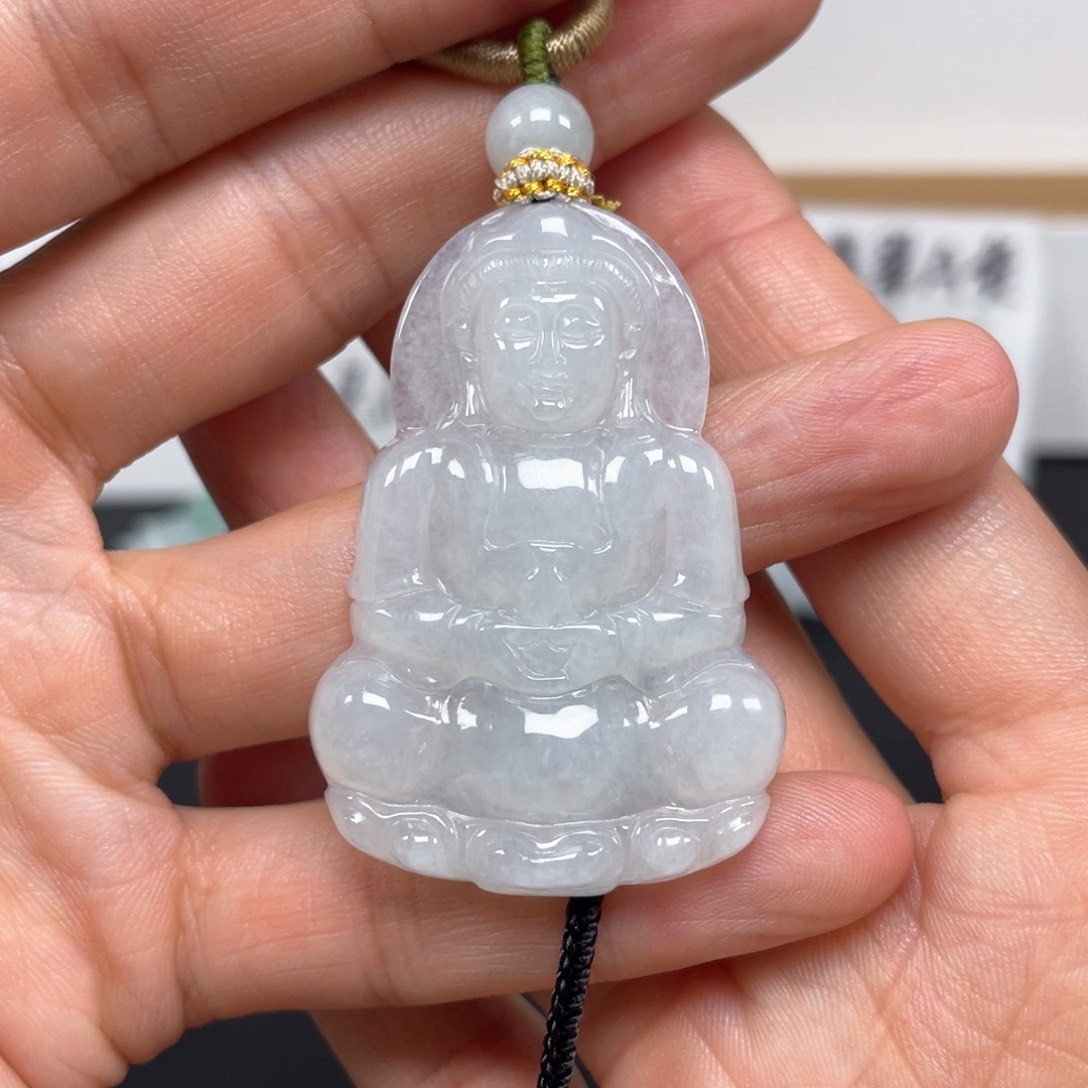 翡翠颈饰未镶嵌天然翡翠A货观音127号
