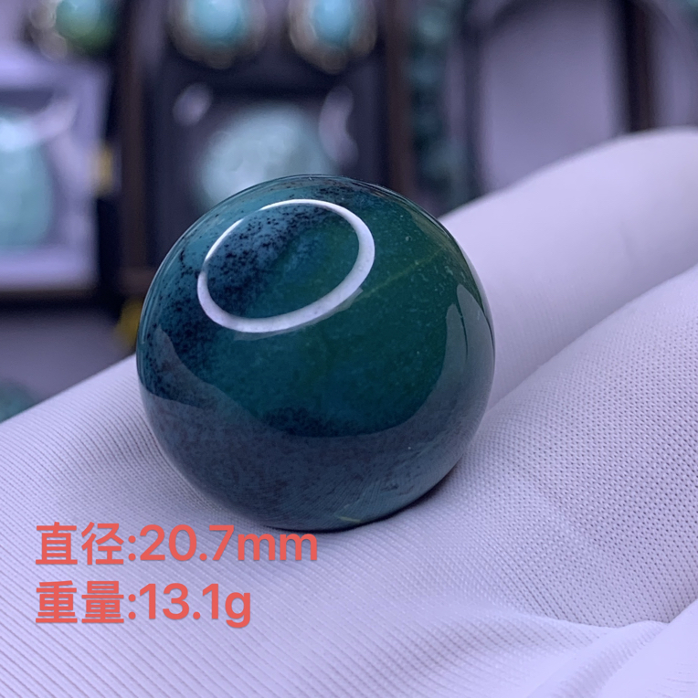 湖北竹山麒源珠宝原矿绿松石玉化圆珠