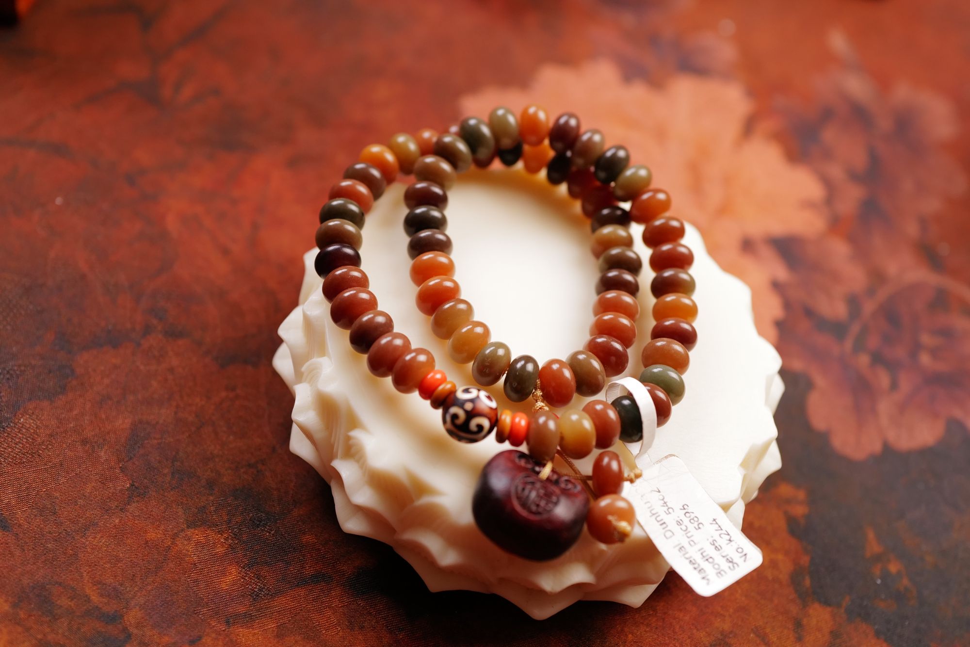 菩提多宝算盘手串+挂坠（无礼盒）K244