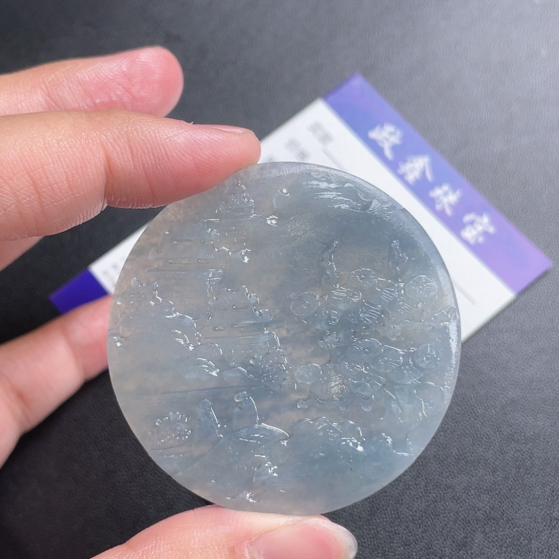 定制翡翠未镶嵌小**学山水翡翠雕刻定制毛货无鉴赏期