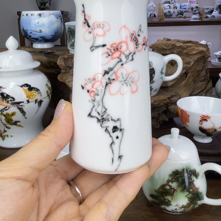 杯红*鼠公道杯手绘釉下彩