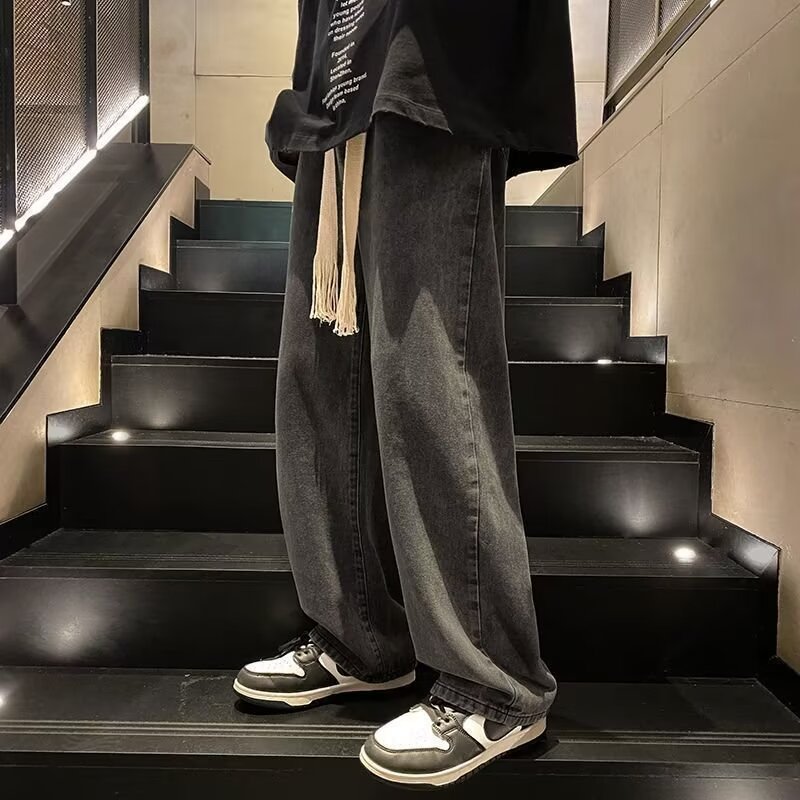 Unihub复古牛仔裤男美早春夏季宽松直筒美式高街百搭休闲长裤子潮