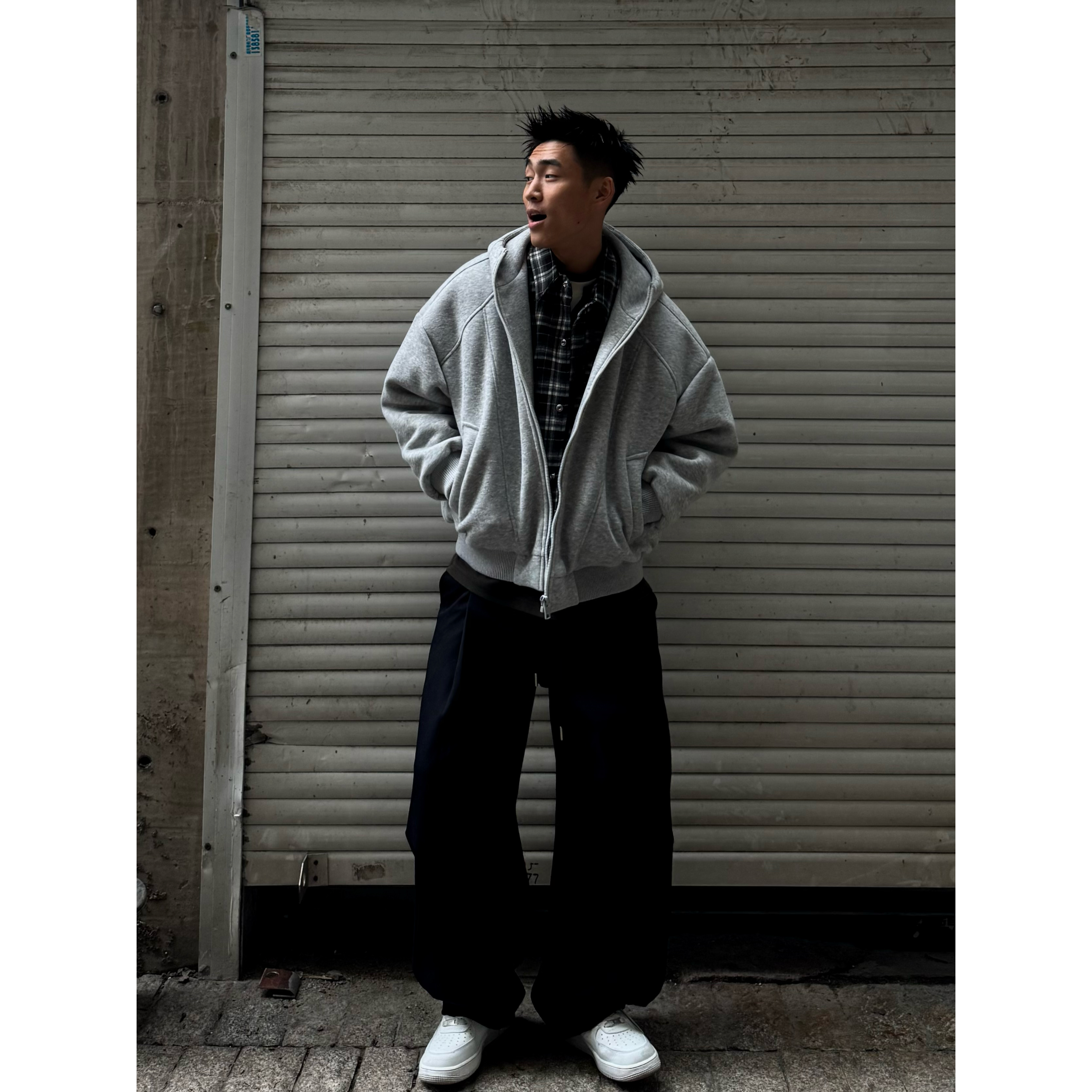 SFANG 冬季美式国标90白鸭绒针织卫衣连帽百搭假两件羽绒服男保暖