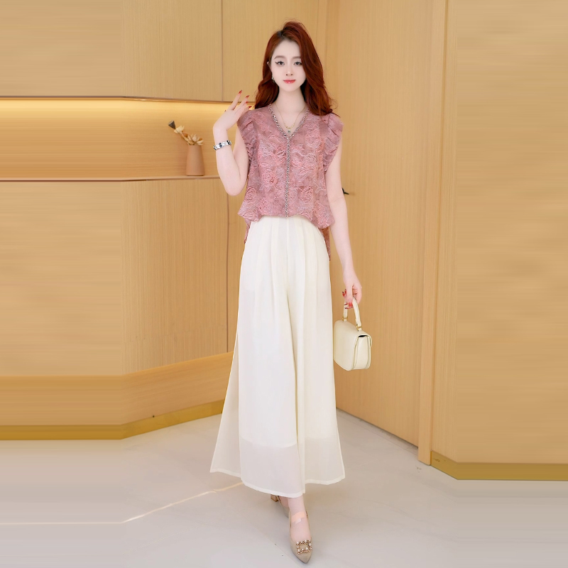 【两件套】夏季时尚女神修身洋气宽松气质休闲百搭显瘦减龄女装套裤