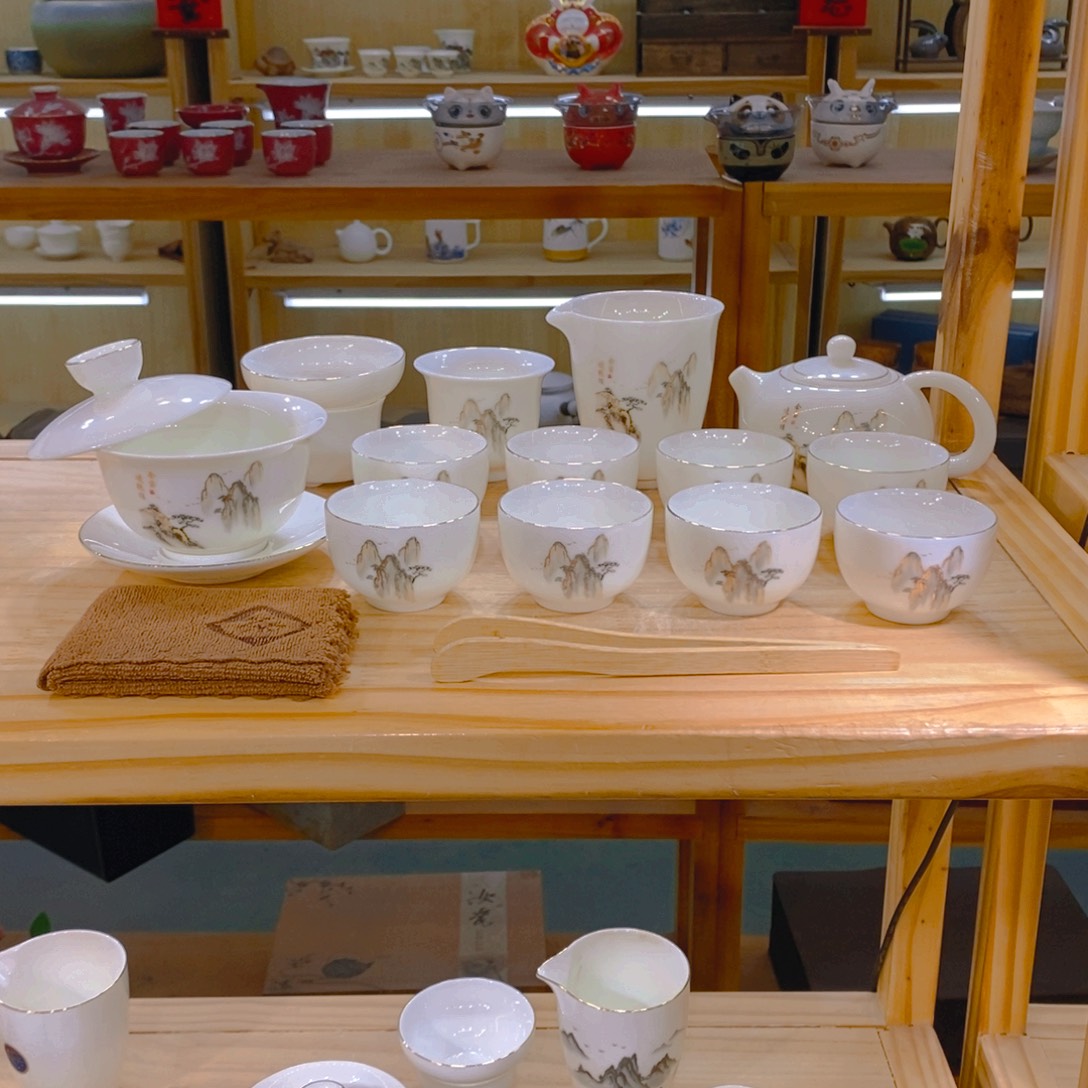 【不止】羊脂玉瓷茶具套装