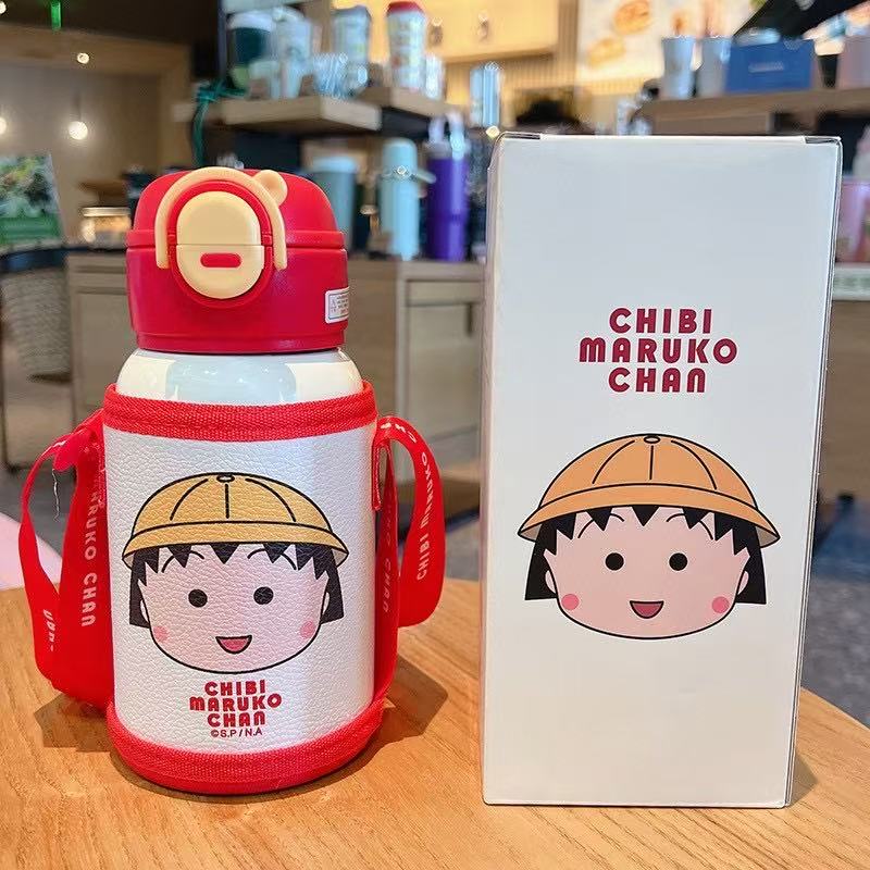 316不锈钢保温杯一杯双饮儿童吸管杯学生背带运动水壶可爱防摔